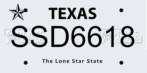 SSD6618 Texas License Plate