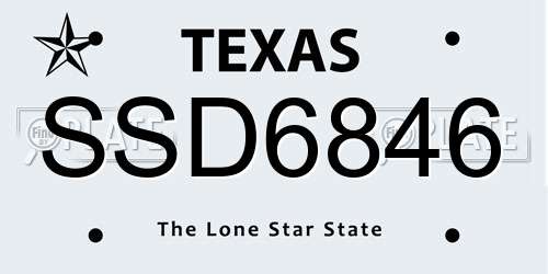 SSD6846 Texas License Plate
