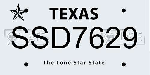 SSD7629 Texas License Plate