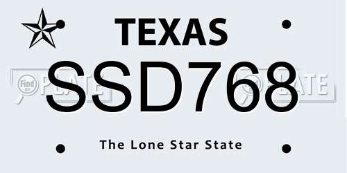 SSD768 Texas License Plate