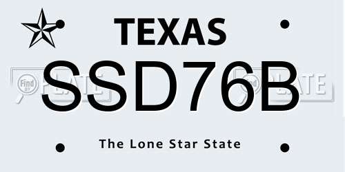 SSD76B Texas License Plate