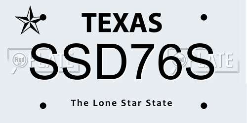 SSD76S Texas License Plate