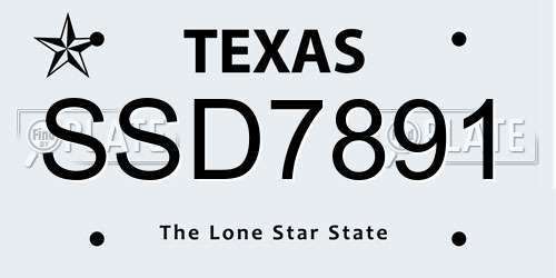 SSD7891 Texas License Plate
