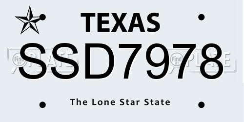 SSD7978 Texas License Plate