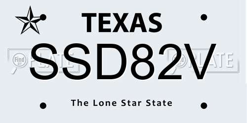 SSD82V Texas License Plate
