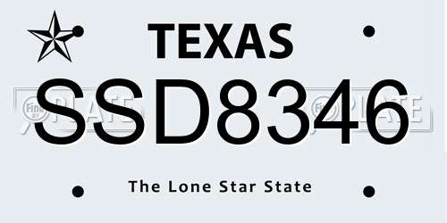 SSD8346 Texas License Plate