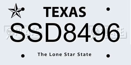 SSD8496 Texas License Plate