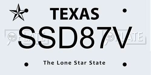 SSD87V Texas License Plate