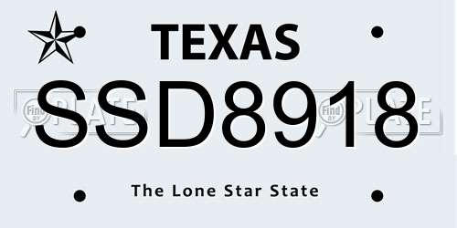 SSD8918 Texas License Plate