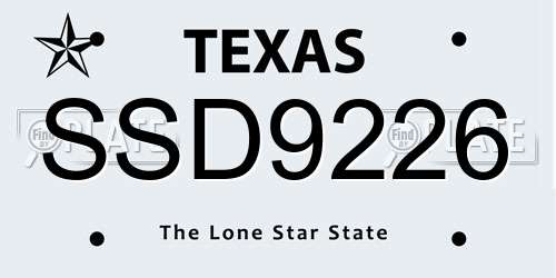 SSD9226 Texas License Plate