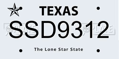 SSD9312 Texas License Plate