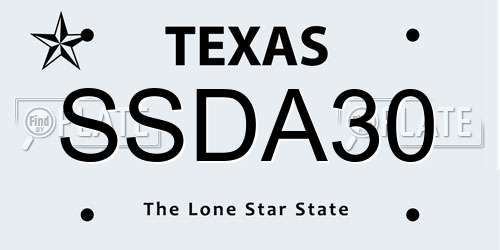 SSDA30 Texas License Plate