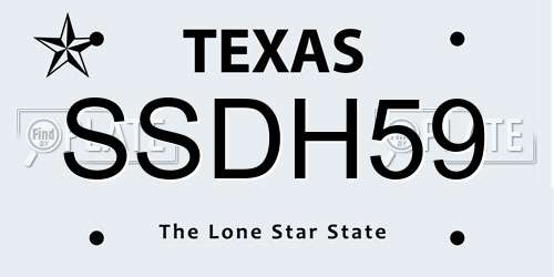 SSDH59 Texas License Plate