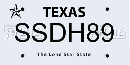 SSDH89 Texas License Plate