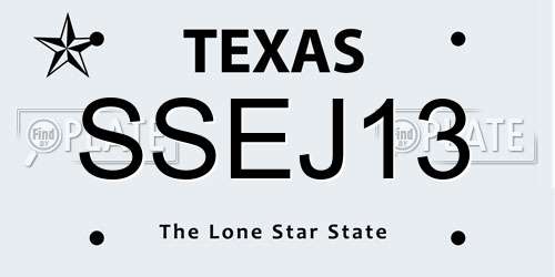 SSEJ13 Texas License Plate