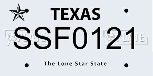 SSF0121 Texas License Plate
