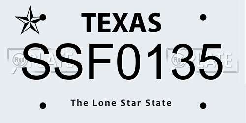 SSF0135 Texas License Plate