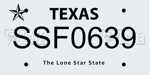 SSF0639 Texas License Plate