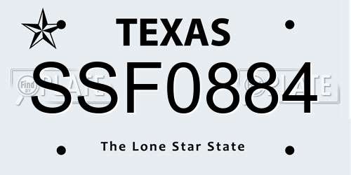 SSF0884 Texas License Plate