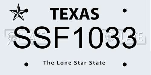 SSF1033 Texas License Plate