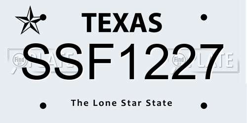 SSF1227 Texas License Plate