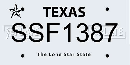 SSF1387 Texas License Plate