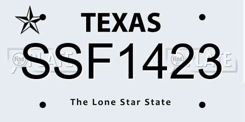 SSF1423 Texas License Plate