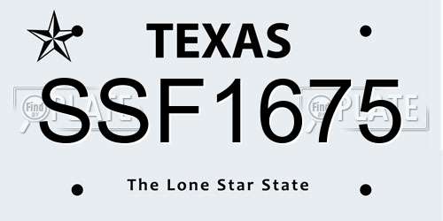 SSF1675 Texas License Plate