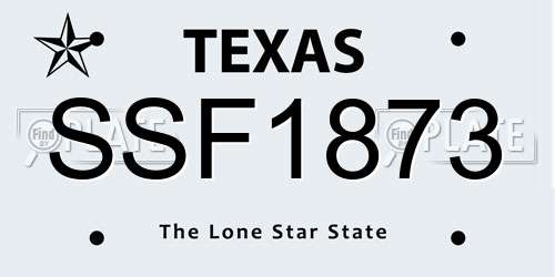 SSF1873 Texas License Plate