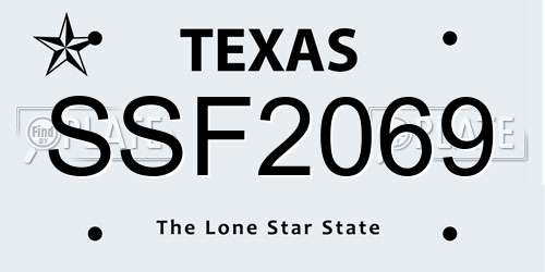 SSF2069 Texas License Plate