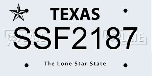 SSF2187 Texas License Plate
