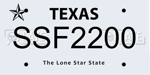 SSF2200 Texas License Plate
