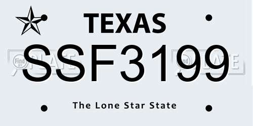 SSF3199 Texas License Plate