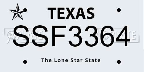 SSF3364 Texas License Plate