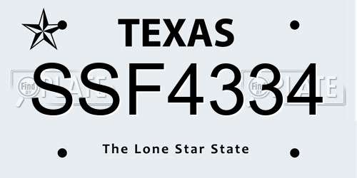 SSF4334 Texas License Plate