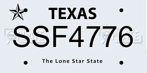 SSF4776 Texas License Plate