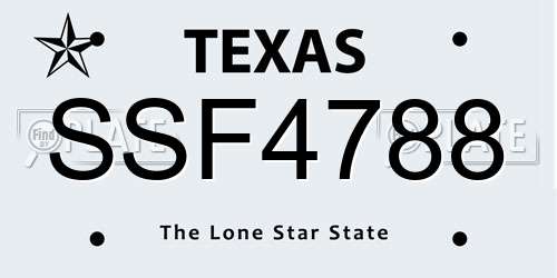 SSF4788 Texas License Plate