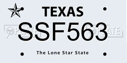 SSF563 Texas License Plate
