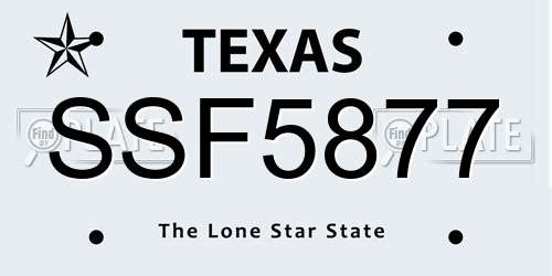 SSF5877 Texas License Plate