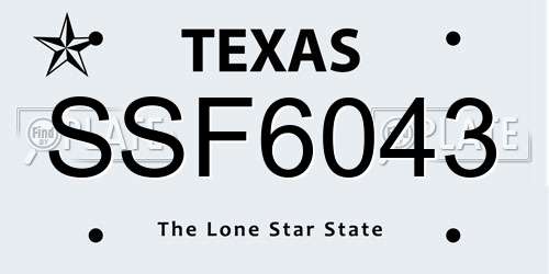 SSF6043 Texas License Plate