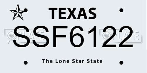 SSF6122 Texas License Plate