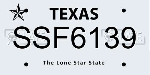 SSF6139 Texas License Plate