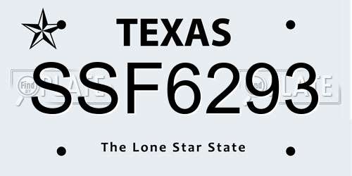SSF6293 Texas License Plate