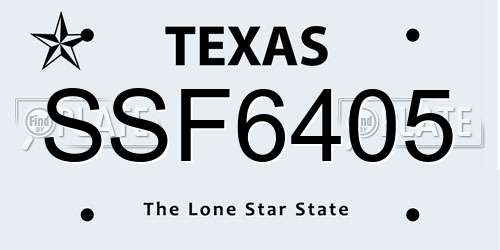 SSF6405 Texas License Plate