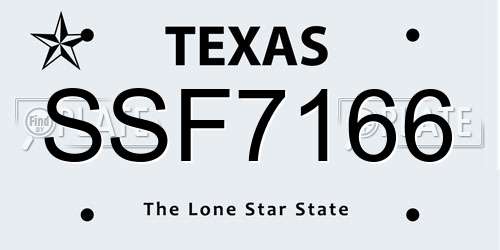 SSF7166 Texas License Plate