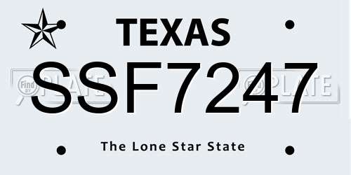 SSF7247 Texas License Plate