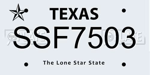 SSF7503 Texas License Plate