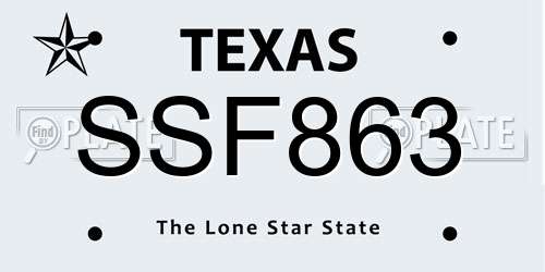 SSF863 Texas License Plate
