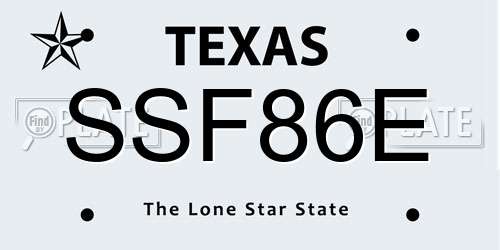 SSF86E Texas License Plate