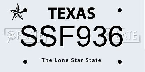 SSF936 Texas License Plate